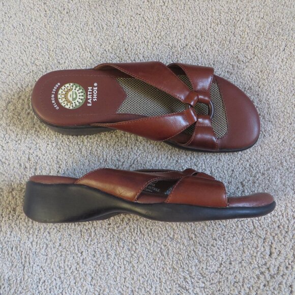 Earth shoe gelron 2000 womens slide sandals size 8 brown leather hampton 6136376 - Picture 1 of 11
